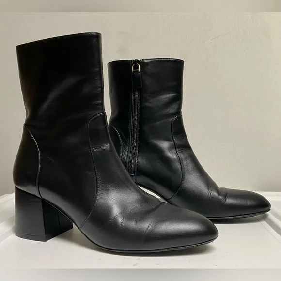 Stuart Weitzman Flareblock 60 Zip Bootie Heel Walnut Brown Leather Boot Size 7b - Picture 3 of 11